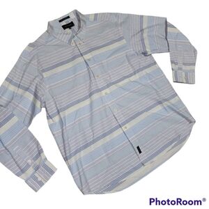 Men's Hathaway Button Down Shirt Long Sleeve XXL Stripes Cotton Work Casual